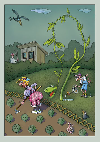 Cartoon: Kurtu.060garten (medium) by kurtu tagged yes,illustration,garten,nachbarschaft,nachbarn,beet,gartenarbei,gemüse