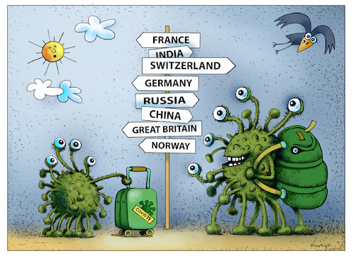 Cartoon: virus 2021 (medium) by kurtu tagged virus,2021,virus,2021