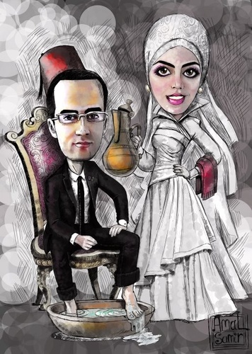 Cartoon: Wedding (medium) by Amal Samir tagged love,wedding,marriage,man,woman,lady,groom,brid