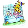 Cartoon: enjoy the bathtub (small) by talbiez tagged badewann,schönheit,blondie,bathtub,beauty,relax,entspannen,erholungsbad,quietscheente