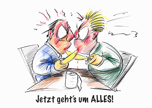 Cartoon: Kampf ums Klopapier (medium) by kugel2020 tagged klopapier,corona,virus,hamsterkäufe,hamstern,brd
