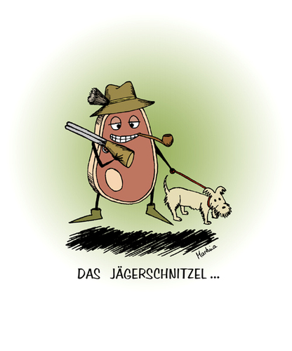 Cartoon: das Jägerschnitzel... (medium) by martinchen tagged jäger,jagd,schnitzel,jägerschnitzel