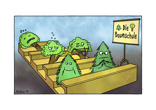 Cartoon: die Baumschule... (medium) by martinchen tagged schule,baum,baumschule
