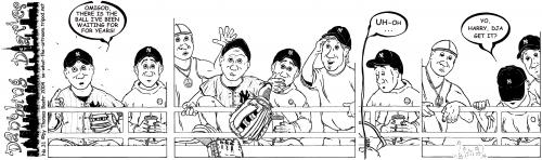 Cartoon: At the Ballgame II. (medium) by Penguin_guy tagged ballgame,baseball,mlb,new,york,yankees,homerun,ball,old,couple,thomas,baehr