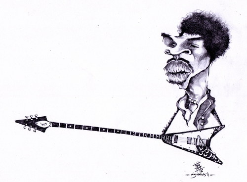 Cartoon: jimi hendrix (medium) by cakBOY tagged jimi,hendrix,caricature,guitar,legend