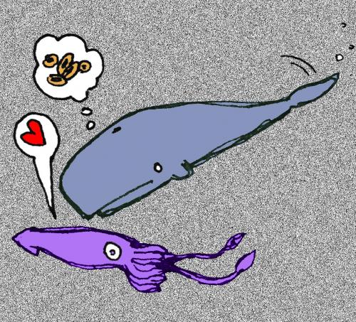 Cartoon: Mon Calamari (medium) by Peter Russel tagged squid,whale,rauschen,