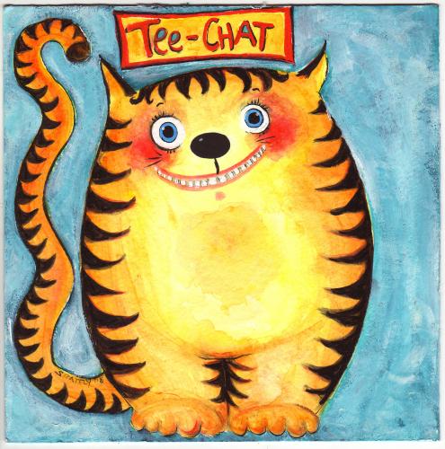 Cartoon: t-chat (medium) by siobhan gately tagged childen,cat,illustration,katze,kater,tier,tiere,haustier,hauskatze,lachen,lächeln,glücklich,fröhlich