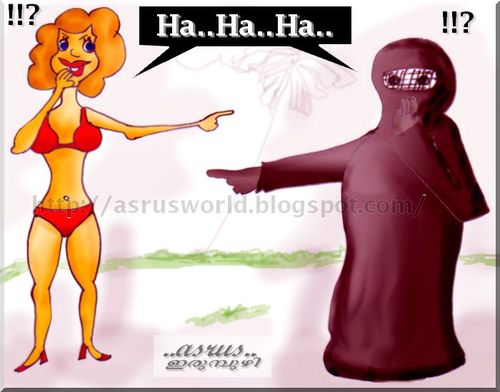Cartoon: sexy vs burka ! (medium) by asrus tagged burka,vs,sexy