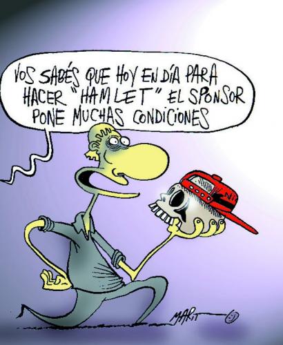 Cartoon: Sponsor (medium) by Mario Almaraz tagged obra,de,teatro,