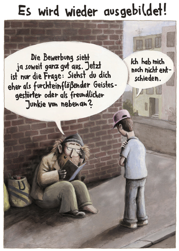 Cartoon: Aufwärts! (medium) by Tobias Wieland tagged ausbildung,obdachlos,wirtschaft,krise,zukunft