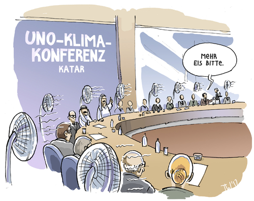 Cartoon: Klimagipfel (medium) by Tobias Wieland tagged katar,klima,gipfel,karikatur,altmaier,uno,co,klimagipfel,klimawandel,doha,erwärmung,global,natur,eis,konferenz,katar,klima,gipfel,karikatur,altmaier,uno,co,klimagipfel,klimawandel,doha,erwärmung,global,natur,eis,konferenz