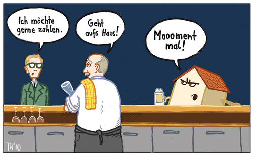 Cartoon: Lass stecken! (medium) by Tobias Wieland tagged haus,kneipe,bar,wirt,umsonst,gast