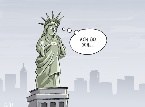 Cartoon: Münzwurf-Wahl 2012 - Romney (medium) by Tobias Wieland tagged an,kopf,präsident,freiheitsstatue,liberty,of,statue,karikatur,obama,romney,wahl,usa,münzwurf,knapp,rennen,amerika,usa,wahl,romney,obama,präsident,kopf,an,münzwurf,knapp,rennen,amerika