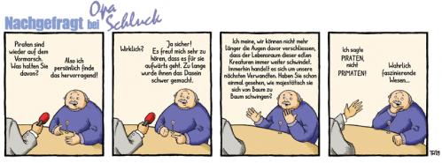 Cartoon: Nachgefragt bei Opa Schluck (medium) by Tobias Wieland tagged opa,schluck,pirat,piraten,interview