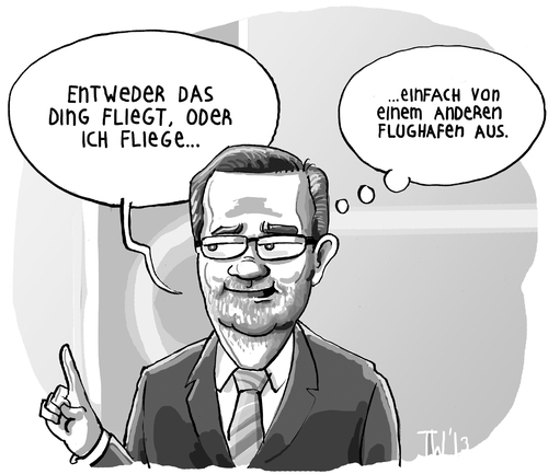 Cartoon: Platzecks Plan (medium) by Tobias Wieland tagged matthias,platzeck,ber,berlin,jauch,wowereit,spd,vertrauensfrage,flughafen,brandenburg,ministerpräsident