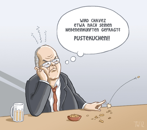 Cartoon: Steinbrück ist sauer (medium) by Tobias Wieland tagged steinbrück,honorar,vortrag,vorträge,nebeneinkünfte,honorare,kanzlerkandidat,chavez,venezuela,präsident,spd,bundestag,politik,steinbrück,honorar,vortrag,vorträge,nebeneinkünfte,honorare,kanzlerkandidat,chavez,venezuela,präsident,spd,bundestag,politik