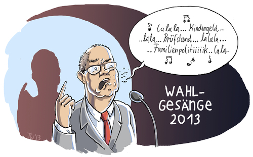 Cartoon: Wahl-gesänge (medium) by Tobias Wieland tagged 2013,familienministerin,bundestag,ehe,splitting,ehegattensplitting,prüfstand,kindergeld,schröder,karikatur,politik,familie,playback,beyonce,bowl,super,wahlkampf,wal,walgesänge,wahl,steinbrück,peer,peer,steinbrück,wahl,walgesänge,wal,wahlkampf,super,bowl,beyonce,playback,familie,politik,karikatur,schröder,kindergeld,prüfstand,ehegattensplitting,splitting,ehe,bundestag,familienministerin,2013