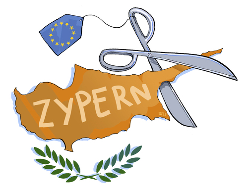 Cartoon: Zypern (medium) by Tobias Wieland tagged zypern,rettungspaket,bank,banken,staatsbankrott,eu,europa,sparer,konto,abgabe,karikatur,cartoon,tobias,wieland