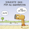 Cartoon: Schlechte Idee 2 (small) by Tobias Wieland tagged bademeister fön schwimmbad schlecht idee unfall ertrinken freibad