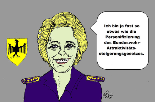 Cartoon: Ursula bei den Laien (medium) by Marbez tagged ursula,laien,bundeswehr