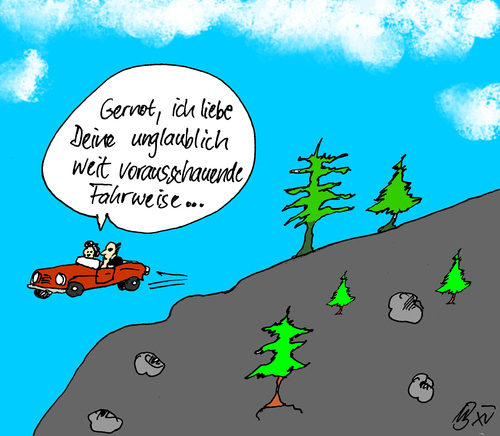 Cartoon: Vorausschauende Fahrweise (medium) by Marbez tagged nn,meeresspiegel,fahrweise