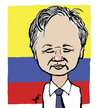 Cartoon: Julian Assange (small) by Dom Richards tagged wikileaks,caricature,embassy,exile,prisoner