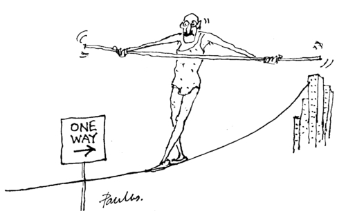 Cartoon: One Way (medium) by Paulus tagged tightrope,walker