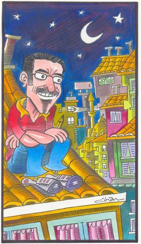 Cartoon: Damdaki Mizahci (medium) by cihandemirci tagged damdaki,mizahci,porte,cihan,demirci,mizah,karikatur,humor,cartoon