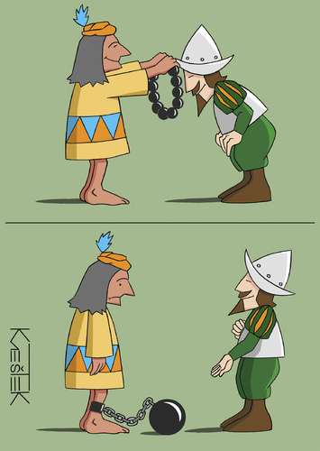 Cartoon: conquistador (medium) by Jura Karikatura tagged jurakarikatura,conquistador