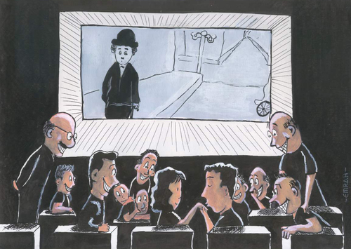 Cartoon: cinema... (medium) by emraharikan tagged cinema