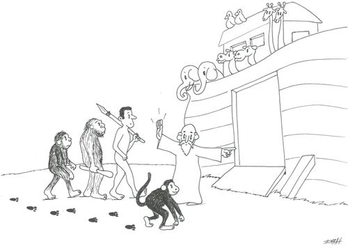 Cartoon: Evolution and Noahs ark (medium) by emraharikan tagged ark,noahs,and,evolution