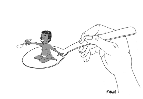 Cartoon: no comment (medium) by emraharikan tagged poverty,hunger,starvation,famine