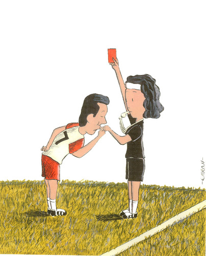 Cartoon: woman referee (medium) by emraharikan tagged woman,referee