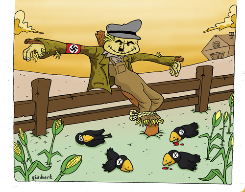 Cartoon: 4 Crows and 1 Scarecrow (medium) by gunberk tagged politics,crow,scarecrow