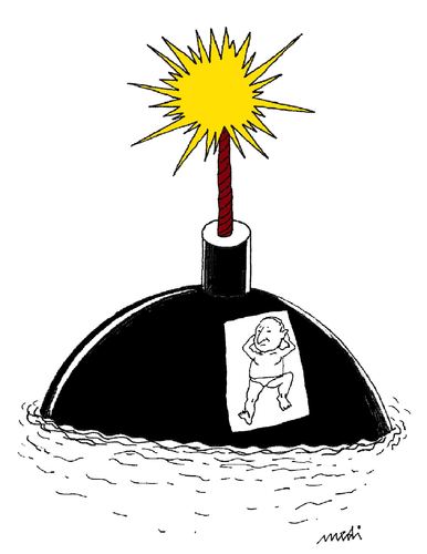 Cartoon: beach unsafe (medium) by Medi Belortaja tagged terrorism,bomb,unsafe,beach,terror