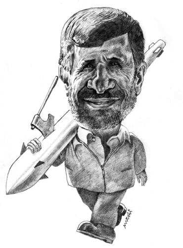 Cartoon: Ahmadinejad (medium) by Medi Belortaja tagged iran,military,missile,nuclear,ahmadinajad,mahmoud
