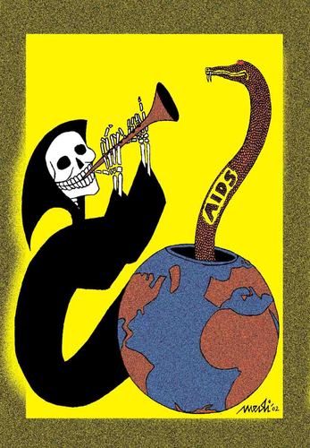 Cartoon: aids (medium) by Medi Belortaja tagged snake,globe,aids,death,illness