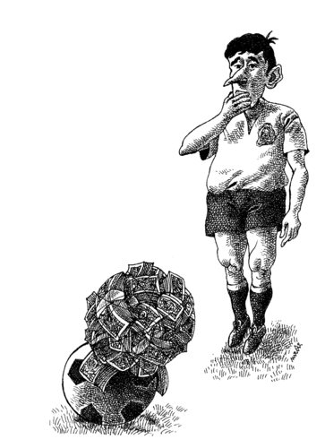 Cartoon: balls love (medium) by Medi Belortaja tagged fifa,corruption,corrupt,love,money,ball,blater,soccer,footballer