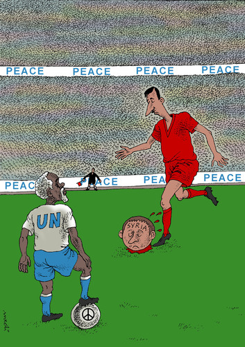 Cartoon: Bashar footballer (medium) by Medi Belortaja tagged 2012,euro,war,peace,un,annan,soccer,footballer,conflict,assad,al,bashar,ukraine
