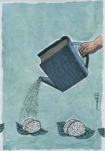 Cartoon: book (medium) by Medi Belortaja tagged brain,plants,book,irrigation,educatin