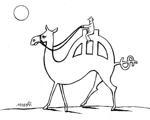 Cartoon: camel cash (medium) by Medi Belortaja tagged dollar,euro,money,cash,camel