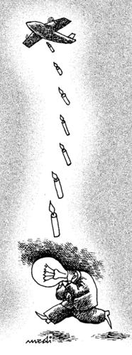 Cartoon: bombardment of candles (medium) by Medi Belortaja tagged bulb,candles,bombardment,man