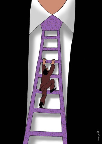 Cartoon: career (medium) by Medi Belortaja tagged cravate,collar,politicians,tie,business,hierarchy,ladders,career,head
