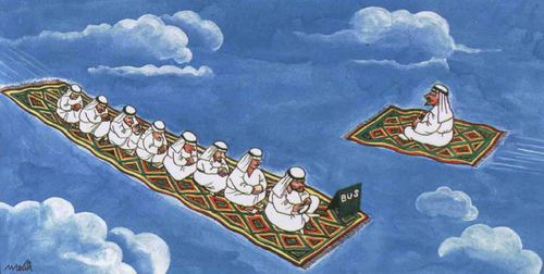 Cartoon: carpet bus (medium) by Medi Belortaja tagged humor,arabs,flying,bus,carpet