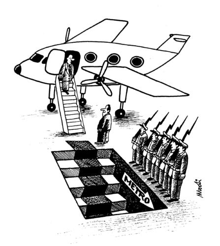 Cartoon: ceremony (medium) by Medi Belortaja tagged ceremony,metro,subways,plane,head
