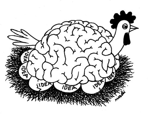 Cartoon: chicken of ideas (medium) by Medi Belortaja tagged eggs,ideas,brain,chicken