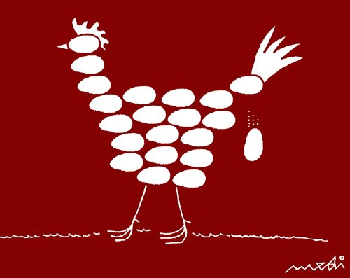 Cartoon: chicken with eggs (medium) by Medi Belortaja tagged eggs,chicken