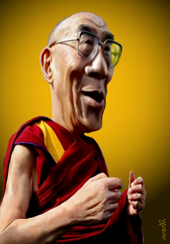 Cartoon: Dalai Lama (medium) by Medi Belortaja tagged dalai,lama,tibet
