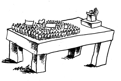 Cartoon: dialog (medium) by Medi Belortaja tagged meeting,dialog,head,politics,table,speech