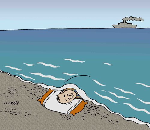 Cartoon: dream in the seaside (medium) by Medi Belortaja tagged cover,sleeping,seaside,dream